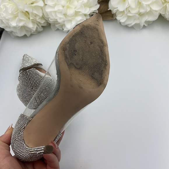STEVE Madden clear and Rhinestones 4” heel shoes. Size 8.5 - Picture 9 of 10